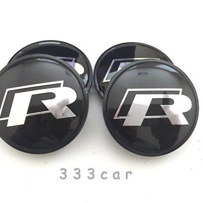 Conjunto De 4 R Negro Línea Ruedas Center Caps A5 A6 A8 Q3 Q