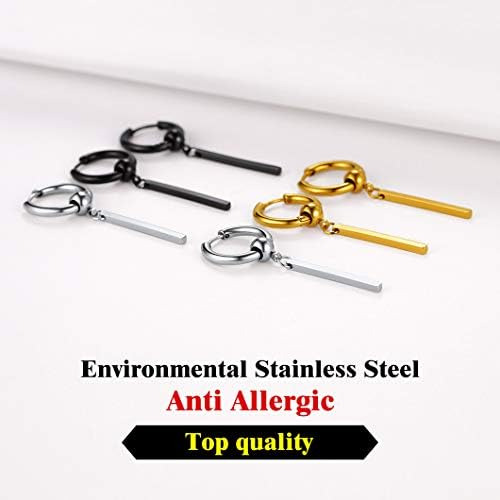 Pendientes De Aro Huggie Con Barra Colgante Para Hombres Y M