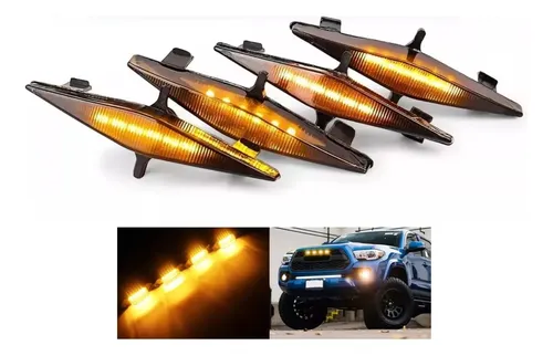 Kit 4 Luces LED DRL Parrilla Toyota Tacoma Ámbar Cable Univ