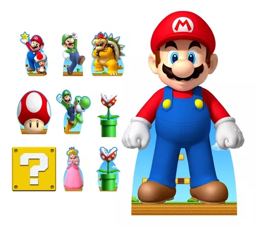 Kit 8 Totem + Painel de Lona Super Mario Filme