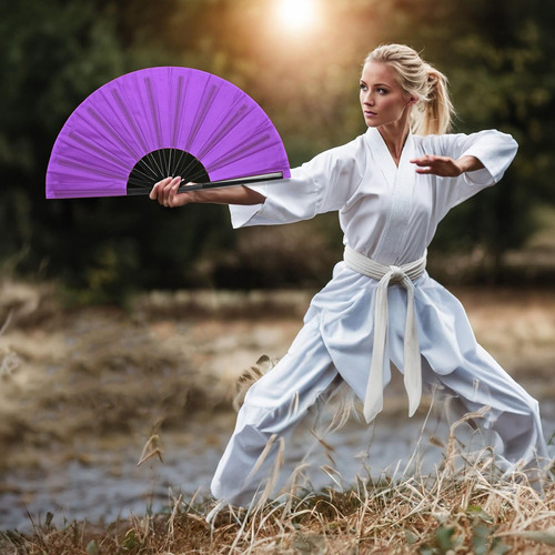 Abanico Grande Plegable Mano Artístico Kung-fu Tai De 8 Piez