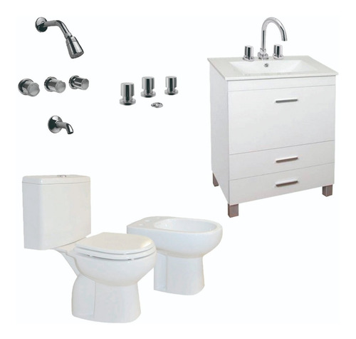 Combo Vanitory Vali 60 Cm Inodoro Bidet Griferia Viv- Cuotas