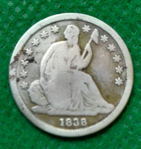 Moneda 10 Centavos De Dolar Eeuu, Plata 0.900, Año 1838