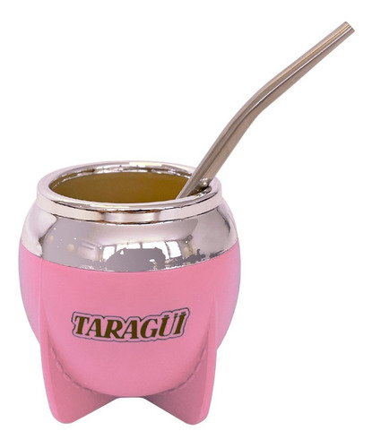 Mate Taragüi Rosa Modelo Pampa + Bombilla