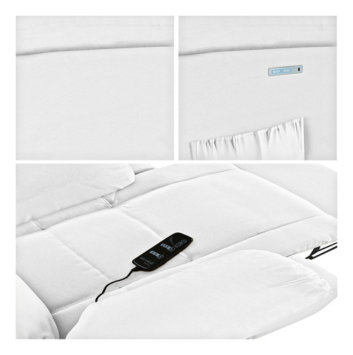 Poltrona Reclinável Elétrica Touch Massagem Usb Pu Branco