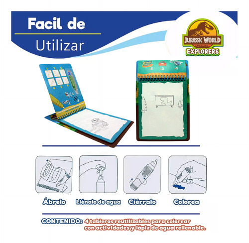 Libro De Colorear Con Agua Mágico Jurassic World Explorers