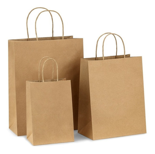 50 Bolsas Papel Kraft 35cms Ancho 40cms Alto 12cms Fuelle