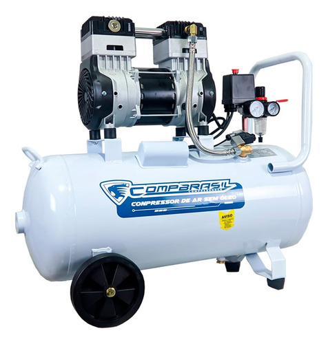 Compressor Silencioso Sem Óleo 50l P/ 2 Cadeira Odonto 10pés