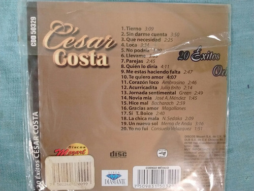 Cd De Cesar Costa, 20 Exitos Originales, Ed. Por Mozar Disc. (Usado)