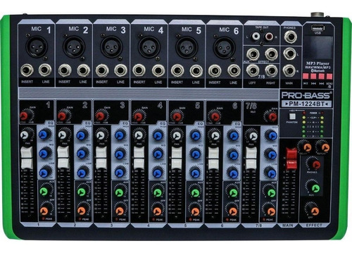 Consola Mixer Dj Probass Pm-1224 Bluetooth Usb 12ch 