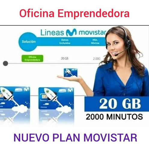 Imagen 2 de 4 de Movistar Simcard 4g, Plan Pospago 0212 De 20gb Y 2000minutos