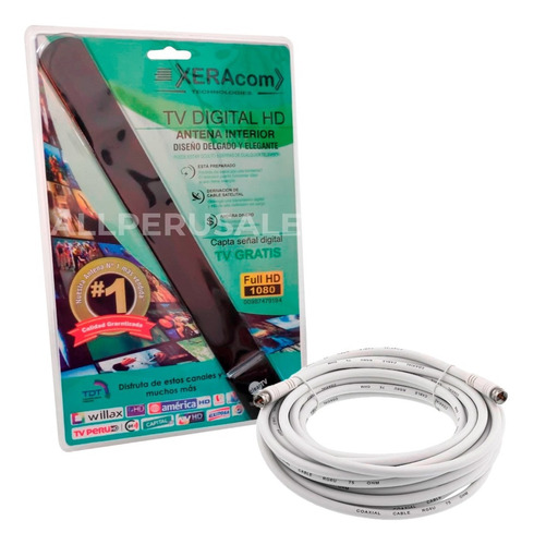 Imagen 1 de 3 de Antena Tv + 10m Cable Digitaltv Interior/exteri Full Hd Tdt