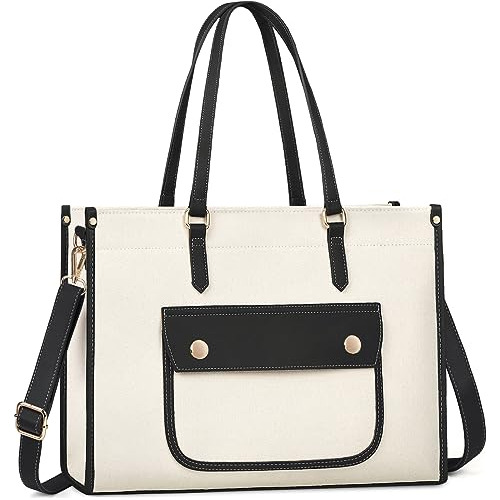 Laptop Bag For Women 15.6 Inch Canvas Tote Bag Water Re...