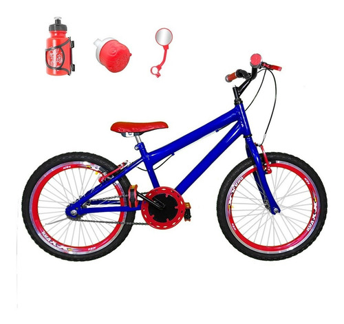 Bicicleta Aro 20 Azul Kit Aero Vermelho Com Brindes Cma3b