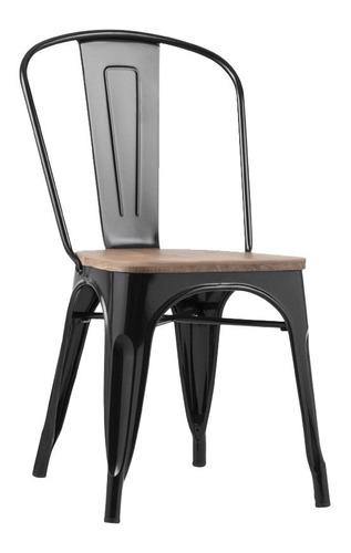 Silla Tolix Con Asiento De Madera Clásica X4 Unidades