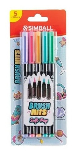 Marcadores Pastel Simball Pincel Brush Hits  X 5 Colores
