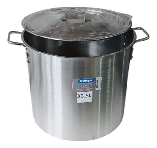 Olla Aluminio 38,5 Lts Medidas 38x33 Cms 5 Estrellas Brasil Gris