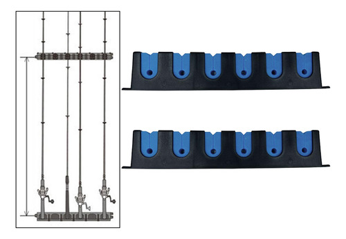 Soportes Horizontales Para Cañas De Pescar, Estantes Azul