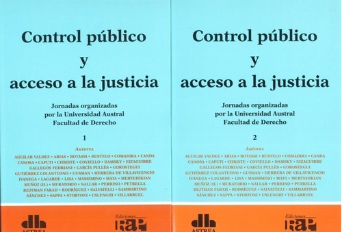 Control público y acceso a la justicia. 2 tomos, de AGUILAR VALDEZ, OSCAR R.. Editorial Astrea, tapa blanda, edición 1 en español