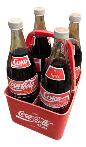 4 Garrafas De 1 Litro De Coca Cola Cheias Ano 1996 Original
