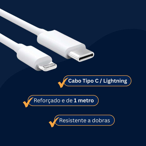 Carregador Turbo 30w Usb-c Lightning iPhone 8 X 11 12 13 14