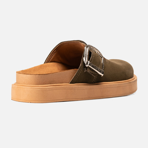 Zuecos Mujer Plataforma Chinelas Cerradas Mule Moda Urbana Oliva 36