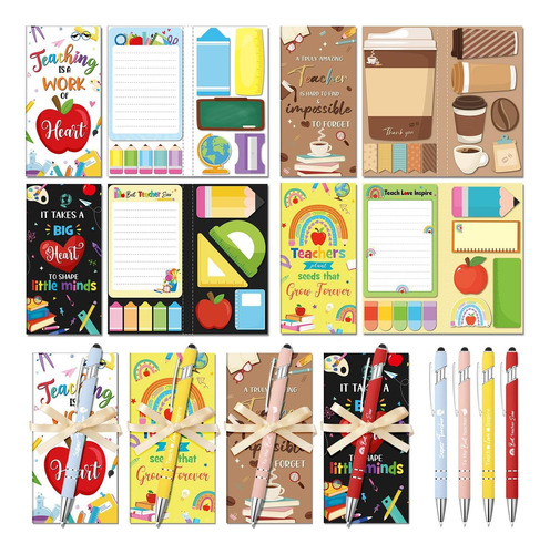 Funtros 4 Sets Maestro Sticky Note Con Pen Y Bow Ribbon Memo