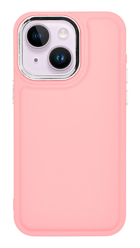 Protector iPhone 13/14 Con Relieve Color Fucsia Pastel