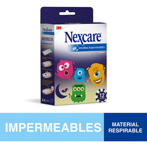 Parches Impermeables Monstruos 3m Nexcare 12 Unidades Infant