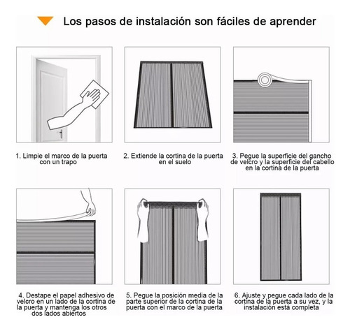 Cortina Magnética De Malla Mosquitera Para Puertas 90x210 Cm