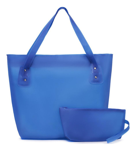 Bolsa Feminina Sacola De Praia Impermeável Com Necessaire Cor Azul