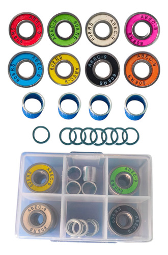 Ruedas Skateboard Cónicas 52mm+baleros Abec 9 Naranja Estampado