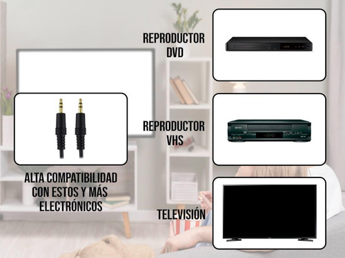 Imagen 2 de 10 de Cable Auxiliar Jack 3.5 Mm Audio Plug 1.8 Metros 11-1005