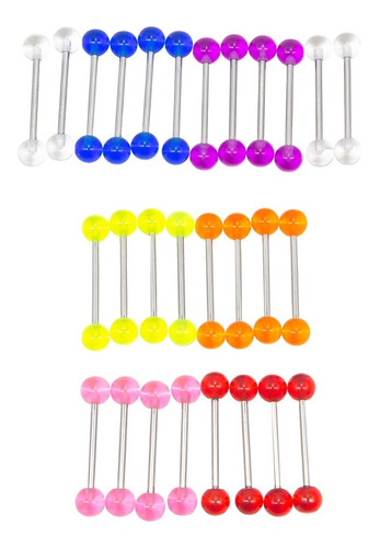 Piercing Barbells -uv Color 1.6x18x6 Mix Colores 100 Unds