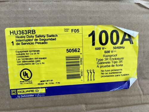 Hu363rb Square D 100a 600v 3p Non Fusible Nema 3r Outdoo Ccm