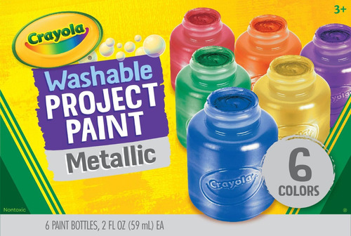 Crayola: Caja X 6 Pintura Lavable Colores Metálicos