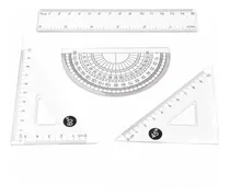 Comprar Set De Geometria X 4 Piezas Regla 2 Escuadras Transportador 