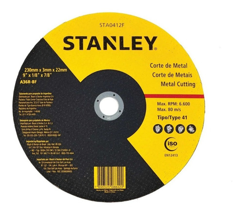 Disco De Corte 9x1/8x7/8 Stanley Sta0412f