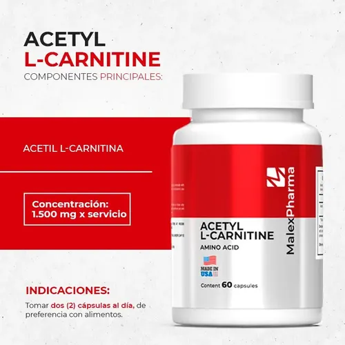 acetil l carnitina cuando tomar L-carnitina 1500mg - 60 Capsulas | Malex Pharma ATP SHOT Solution Energy