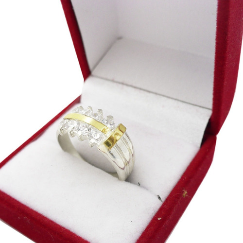 Anillo Plata Oro Mujer Ancho Importante Gruesa Piedras