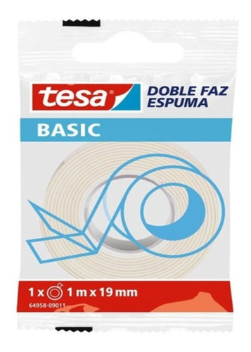 Cinta Doble Faz Espuma 19 Mm X 1 Mt Tesa