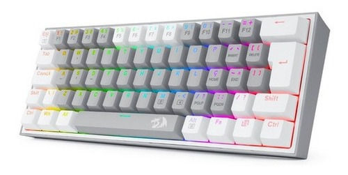 Teclado Gamer Redragon Compacto Fizz Rgb Cinza E Branco