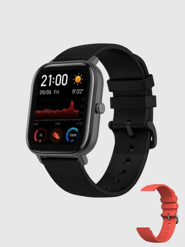 Imagen 3 de 4 de Smartwatch Amazfit Fashion GTS 1.65" caja de aleación de aluminio y polímero gris, malla vermillion orange de silicona A1914