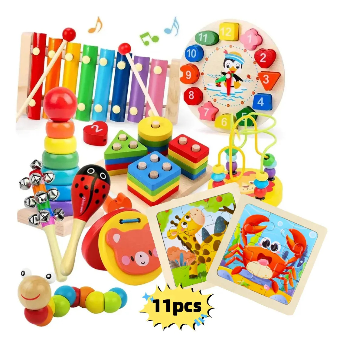 Paquete Didáctico Infantil Estimulación Temprana 11 Piezas,juguete Educativo Montessori Tablero Sensorial Para Niños 11pcs