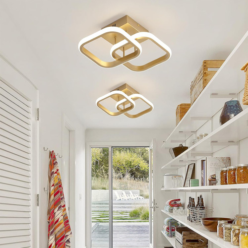 Plafon Luminária Led Moderno Duplo Quadrado Embutir Quarto