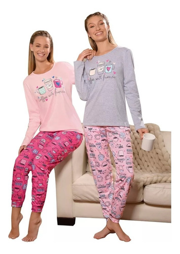 Pijama De Mujer Invierno Lencatex - Coffee