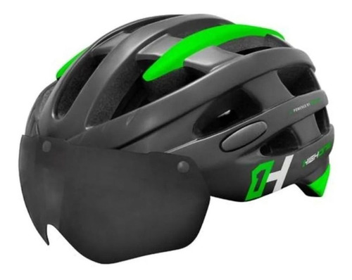 Capacete Ciclismo High One Mtb Led Com Óculos Preto/verde