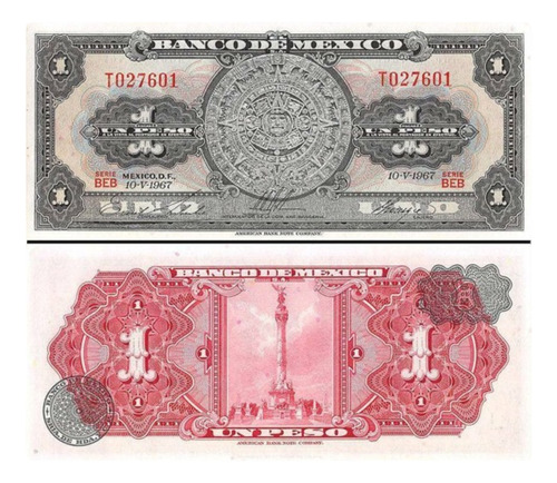Cedula Do Mexico 1 Peso 1967 - Flor De Estampa
