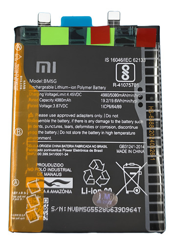 Flex Carga Bateria Bm5g P/ Note 11t Pro / Poco X4 Gt 5080mah