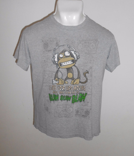 Playera Gris Estampado De Chango Divertido Talla L De Joven